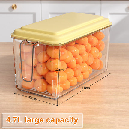 Refrigerator Food & Vegetable Preservation Storage Box – Large Capacity | Clear with Lid, Pastel Yellow or Green