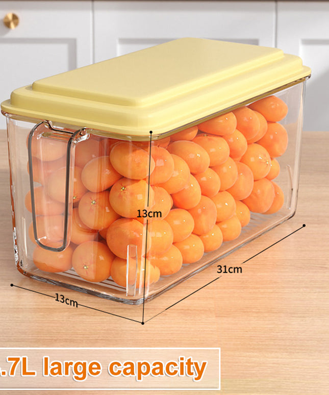 Refrigerator Food & Vegetable Preservation Storage Box – Large Capacity | Clear with Lid, Pastel Yellow or Green