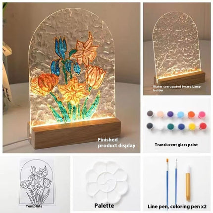 Tulip Handmade Diy Glass Painting Small Night Lamp Creative