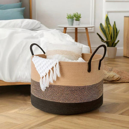 Cotton Rope Storage Basket - Large Woven Organiser in 9 colours (single or set)