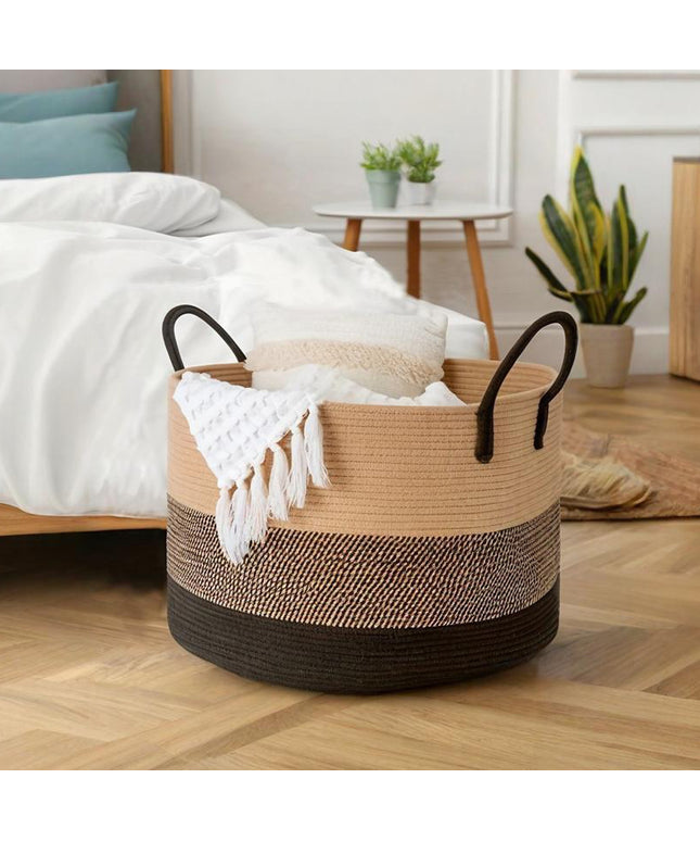 Cotton Rope Storage Basket - Large Woven Organiser in 9 colours (single or set)