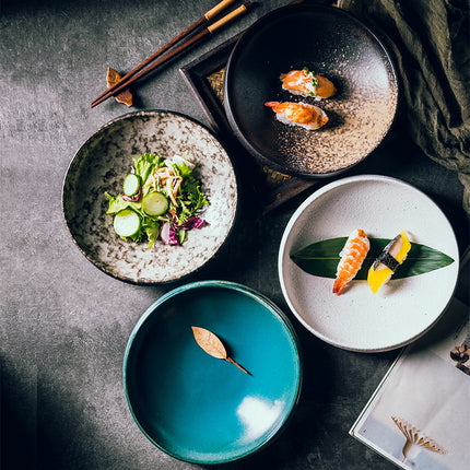 Deep Ceramic Plates 🍽️ – Thick-Sided, 4 Designs