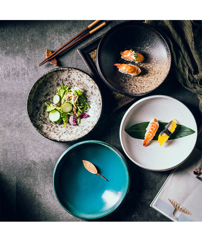 Deep Ceramic Plates 🍽️ – Thick-Sided, 4 Designs