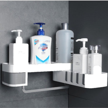 🧺 Double-Layer Corner Storage Rack – Modern Bathroom & Home Organiser