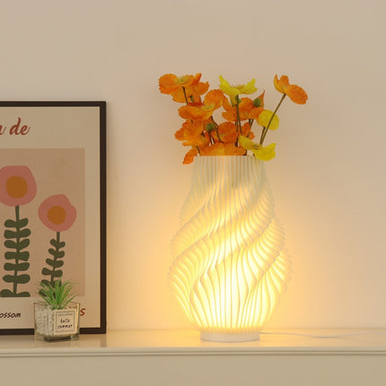 3D Printed Vase Decoration Lamp – Artistic Ambient Light (Rechargeable or Plug-in)