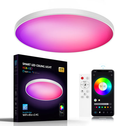 Smart WiFi Bluetooth Ceiling Lamp – RGB Colour Changing, Remote Dimmable | Ikeame