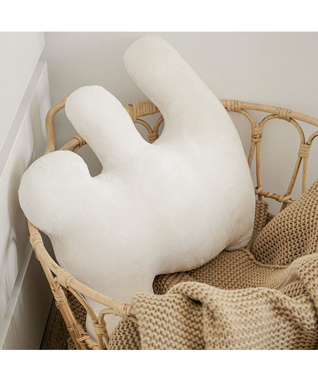 White Cream Geometric Plush Cushion 30x50 – Soft Modern Decorative Pillow