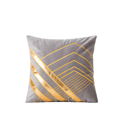 Velvet Cushion Cover with Metallic Gold Stripes – in 6 colours