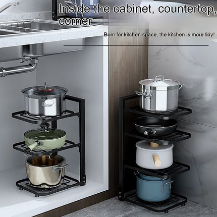 No Drill Pot Rack Kitchen Storage 2/3/4 Tier Organiser