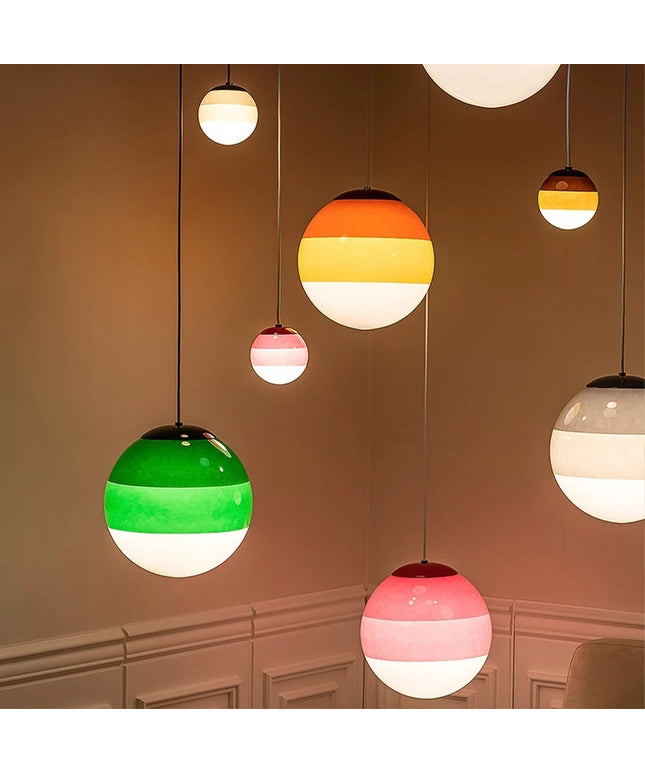 Nordic Minimalist Glass Sphere Pendant Light – Colourful Gradient Chandelier