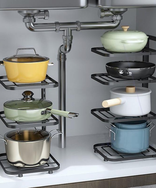 No Drill Pot Rack Kitchen Storage 2/3/4 Tier Organiser