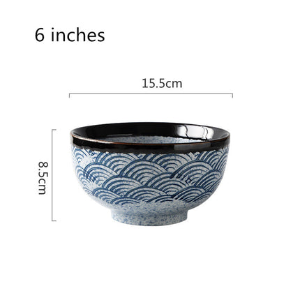 Sea Ripple Restaurant Restaurant Tableware Set Hotel Ceramic Rice Bowl Bone Dish Soup Spoon Tea Cup