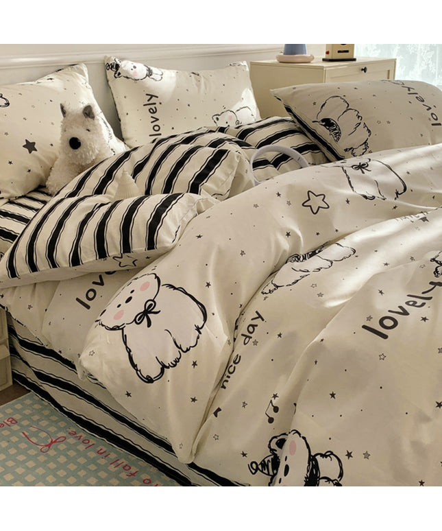 Westie Dog Bedding Set Cotton | Cartoon Terrier Duvet Cover UK