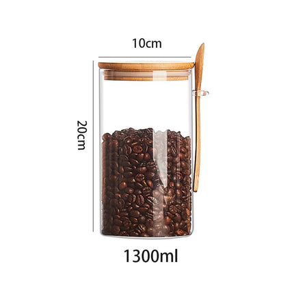 Glass Storage Jar with Spoon Kitchen Canister Set