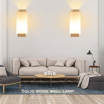 Nordic Wood & Glass Wall Light – Modern Minimalist Lamp