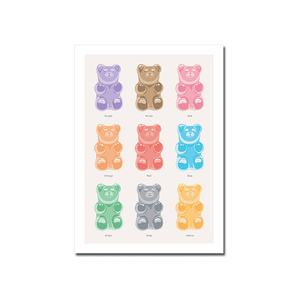 Colourful Gummy Bear Canvas Wall Art | Pop Art Poster