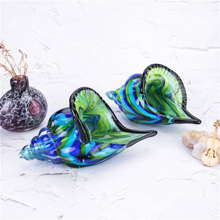 Glass Conch Shell Ornament | Blue Green Coastal Décor