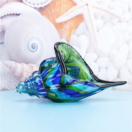 Glass Conch Shell Ornament | Blue Green Coastal Décor