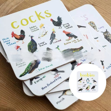 Funny Bird Pun Coasters Set | Novelty Drink Mats