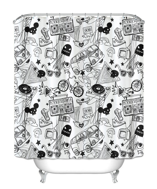 Dino Ride B!*ches Waterproof Shower Curtain 🦖🚲