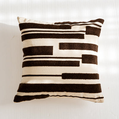 Moroccan Boho Cushion Cover | Embroidered Brown Beige