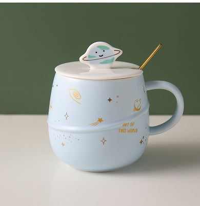 Planet & Stars Mug 🌌 – With Lid, 4 Colours