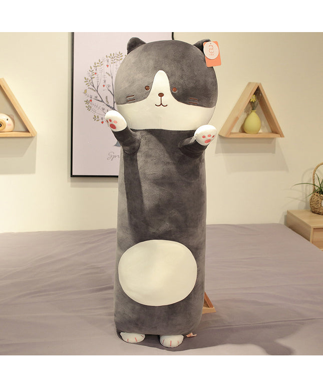 Long Cartoon Cat Weighted Hug Pillow – Stress Relief Plush, 60/80/100cm