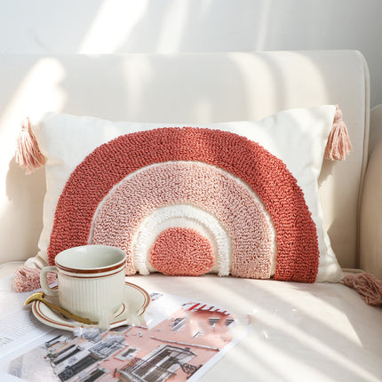 Rainbow pillowcase cute chenille lumbar pillow – Trendy & Practical for Daily Living