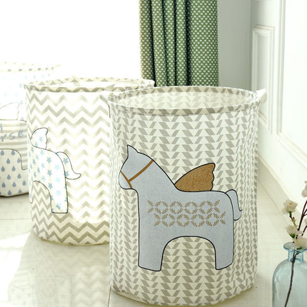 Cartoon Horse Laundry Basket | Large Canvas Waterproof Storage – Ikeame