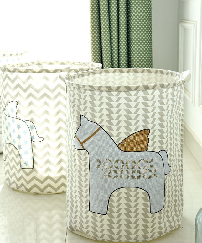 Cartoon Horse Laundry Basket | Large Canvas Waterproof Storage – Ikeame