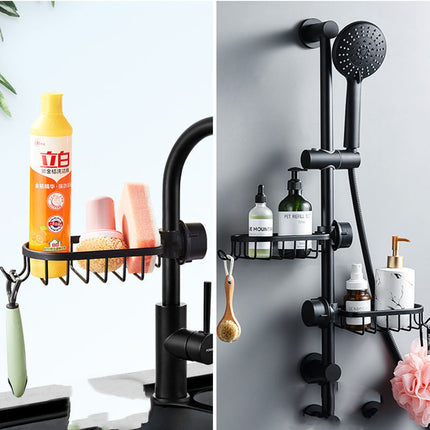 Aluminium Bathroom Shower Storage Rack — Elegant Black