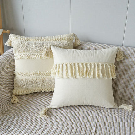 Boho Tufted Tassel Cushion Cover | Cream Decorative Pillowcase