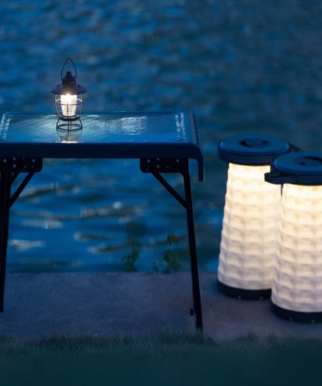 Outdoor Folding Stool with Light | Portable Camping Table & Seat