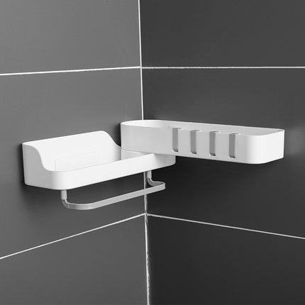 Adjustable Suction Wall Storage Shelf — 2 Tiers (White/Black or White/Grey)