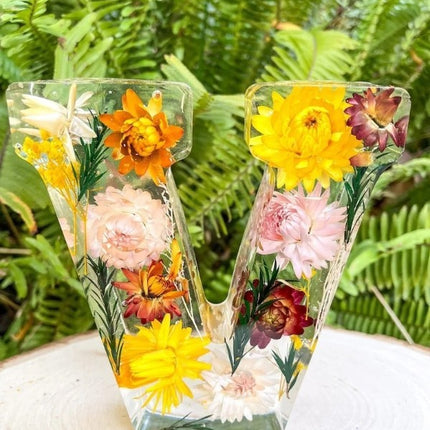 Letter Flower Transparent Flowers Resin Night Light Ornaments