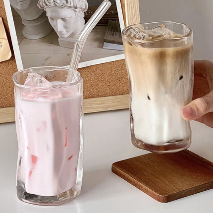 Irregular Glass Tumbler | Modern Twist Drinking Glass 275ml