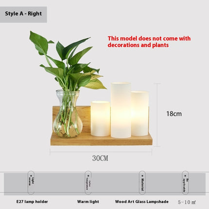 Simple Wooden Wall Lamp with Shelf or Hydroponic Glass Vase