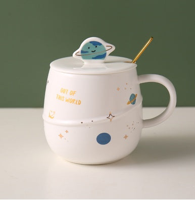 Planet & Stars Mug 🌌 – With Lid, 4 Colours