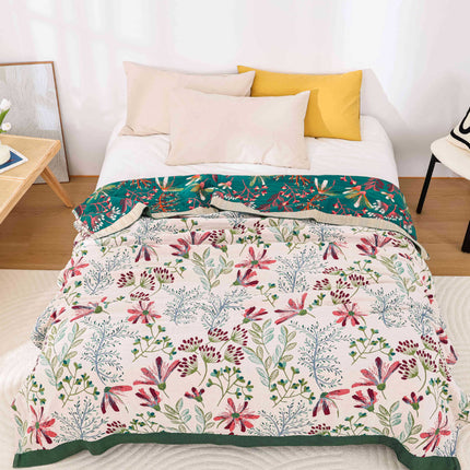 Cotton Gauze Floral Blanket | Lightweight Summer Throw