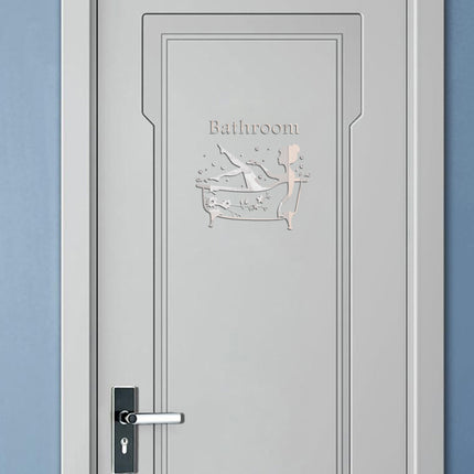 3D Acrylic Mirror Bathroom Door Logo Sticker ✨🚻