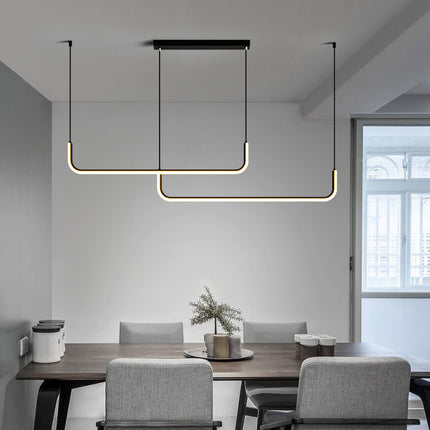 Minimalist LED Strip Chandelier – Modern Linear Pendant Light