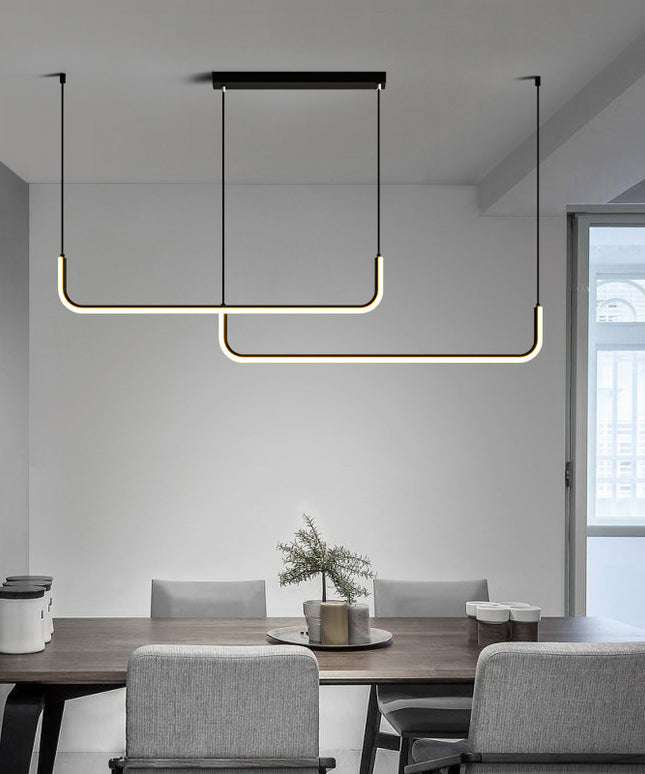 Minimalist LED Strip Chandelier – Modern Linear Pendant Light
