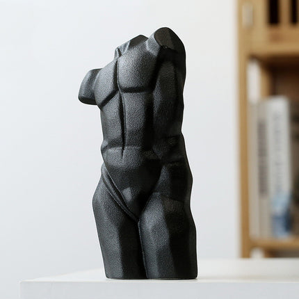 Abstract Male Body Vase – Minimalist Ceramic Torso Sculpture