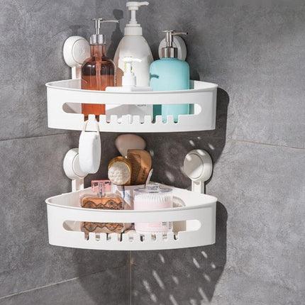 No-Drill Wall Hanging Bathroom Shelf with Double Hook