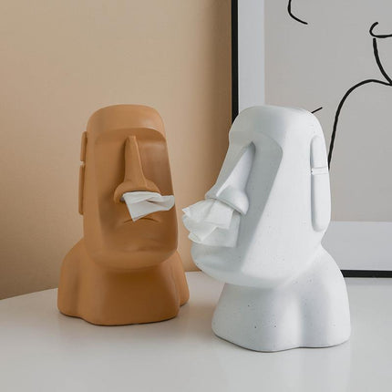 Moai Tissue Box Holder – Modern Resin Tissue Dispenser
