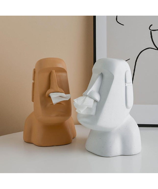 Moai Tissue Box Holder – Modern Resin Tissue Dispenser