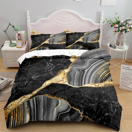 Metallic Gold Marble Quilt Cover Set – 3 Piece Bedding in 4 Colours & 3 Sizes