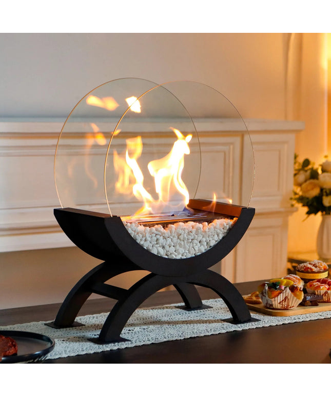 Modern Desktop Fireplace – Black Arch Semi-Circle | Ikeame
