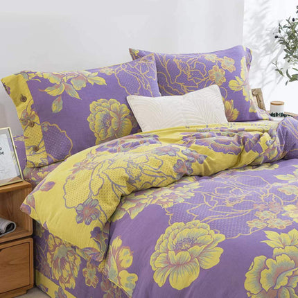 Cotton Floral Bedding Set | Jacquard 4 Piece Duvet Cover