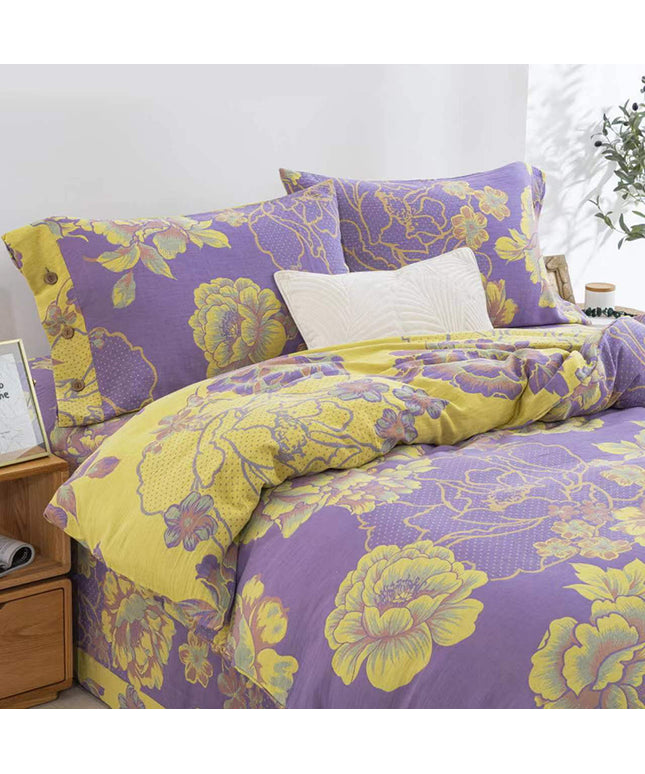 Cotton Floral Bedding Set | Jacquard 4 Piece Duvet Cover